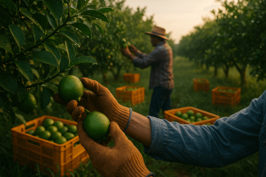 Cosecha de limon colombiano