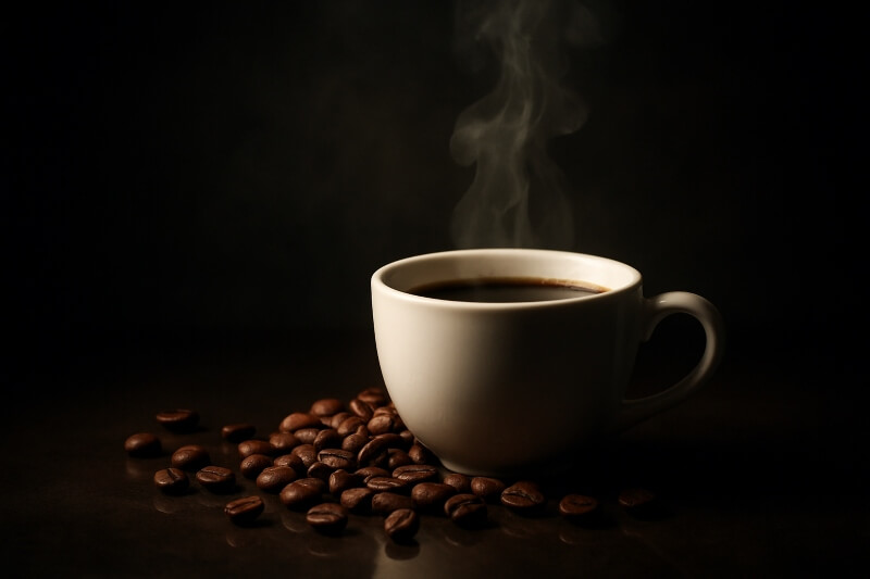 Taza de café humeando